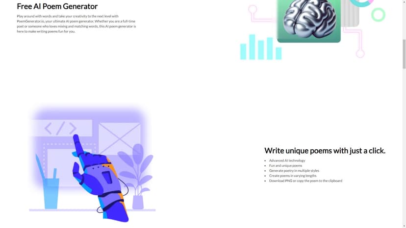 AI poem generator - 轻松快捷生成优美诗歌，释放你的创造力，尽在PoemGenerator.io。