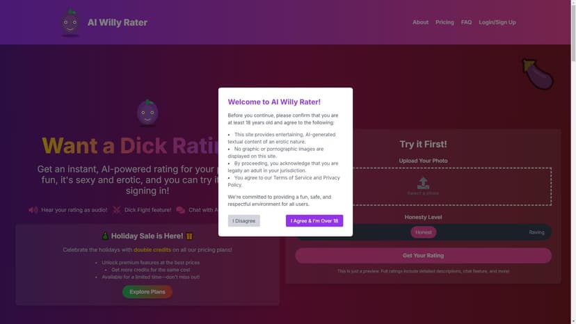 AI Penis Ratings - 使用AI Penis Ratings获取有趣的、安全的、私人的阴茎评分。快速可定制，提升自信!