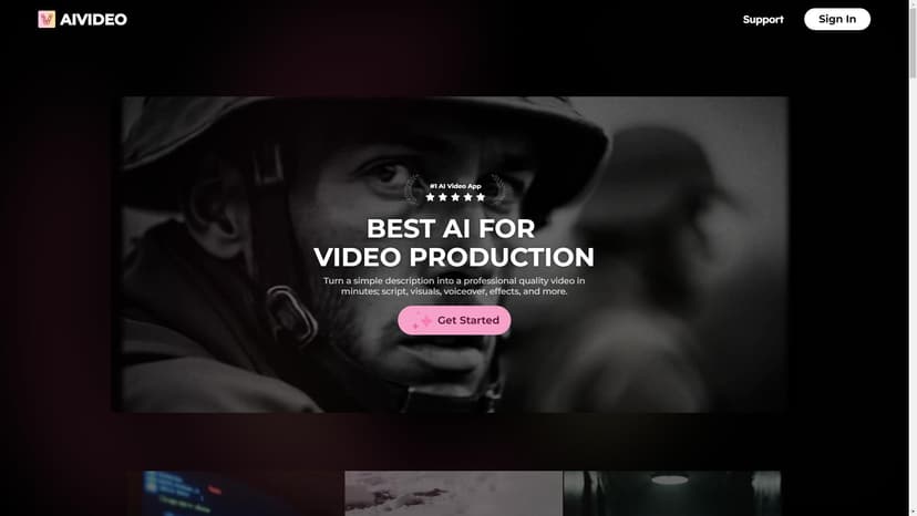 AIVideo - 使用AIVideo，可以轻松创建完整的视频，包括脚本、视觉效果、语音演绎和更多。最有力的AI工具，为你创造流行短片。