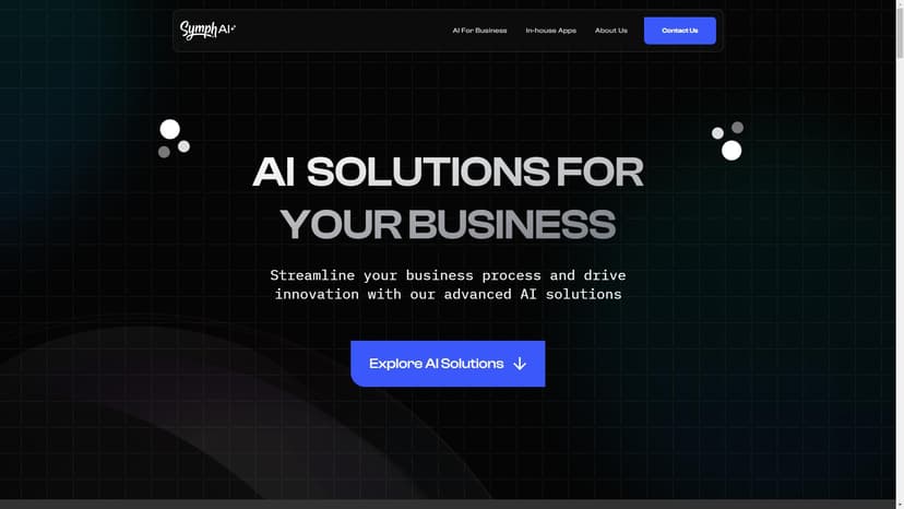 Symph AI - Symph AI是一款专注于为企业提供高效商业解决方案的平台，集成先进的人工智能技术和业务专业知识，以优化您的工作流程和推动创新。