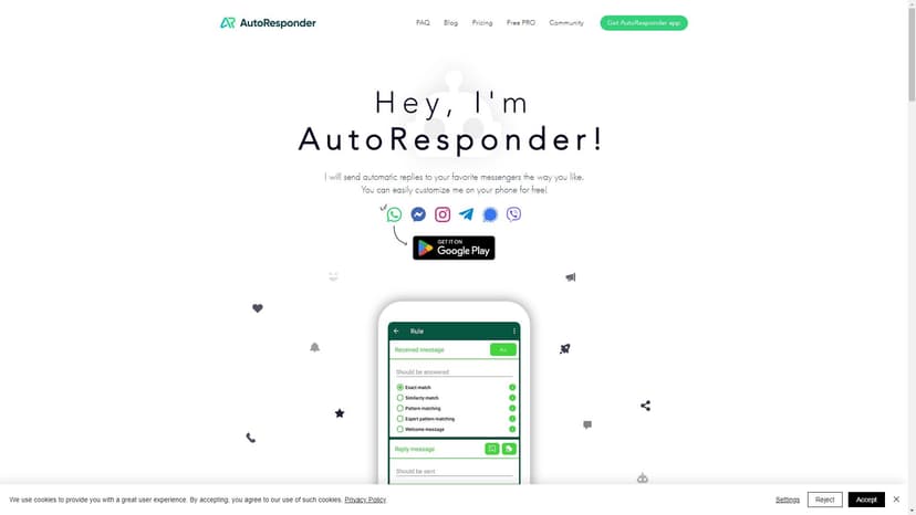 AutoResponder.ai - AutoResponder.ai是最受欢迎的应用程序，自动回复WhatsApp、Facebook Messenger、Instagram、Telegram、Signal和Viber消息。