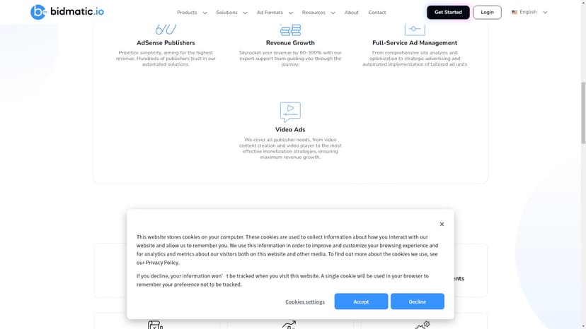 Bidmatic.io - Bidmatic.io是专为广告主和出版商设计的一款全方位的数字营销解决方案，旨在帮助他们实现最佳收益。该工具通过其自动化功能、专业支持团队和全方位广告管理服务，为出版商提供高效的收入增长和广告策略优化。