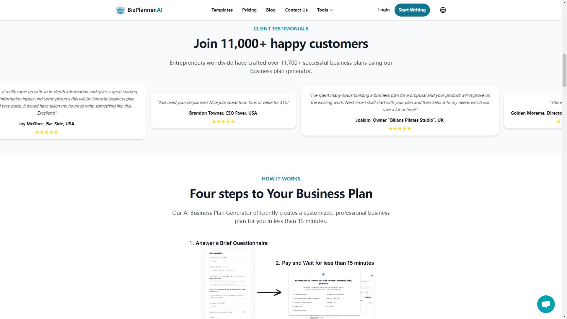 AI Business Plan Generator | 在15分钟内撰写商业计划