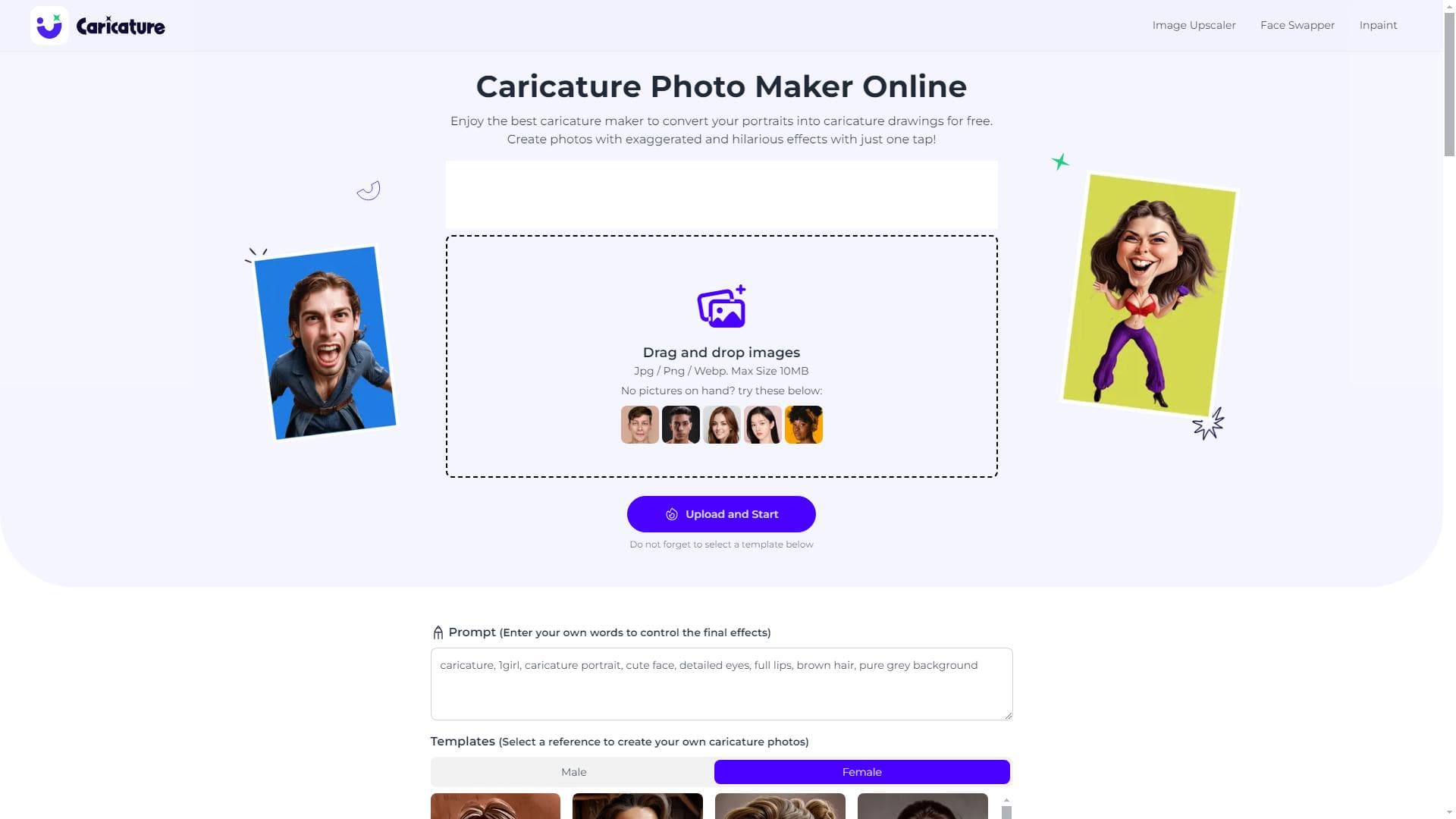 Caricaturer | 创建在线独特卡通头像