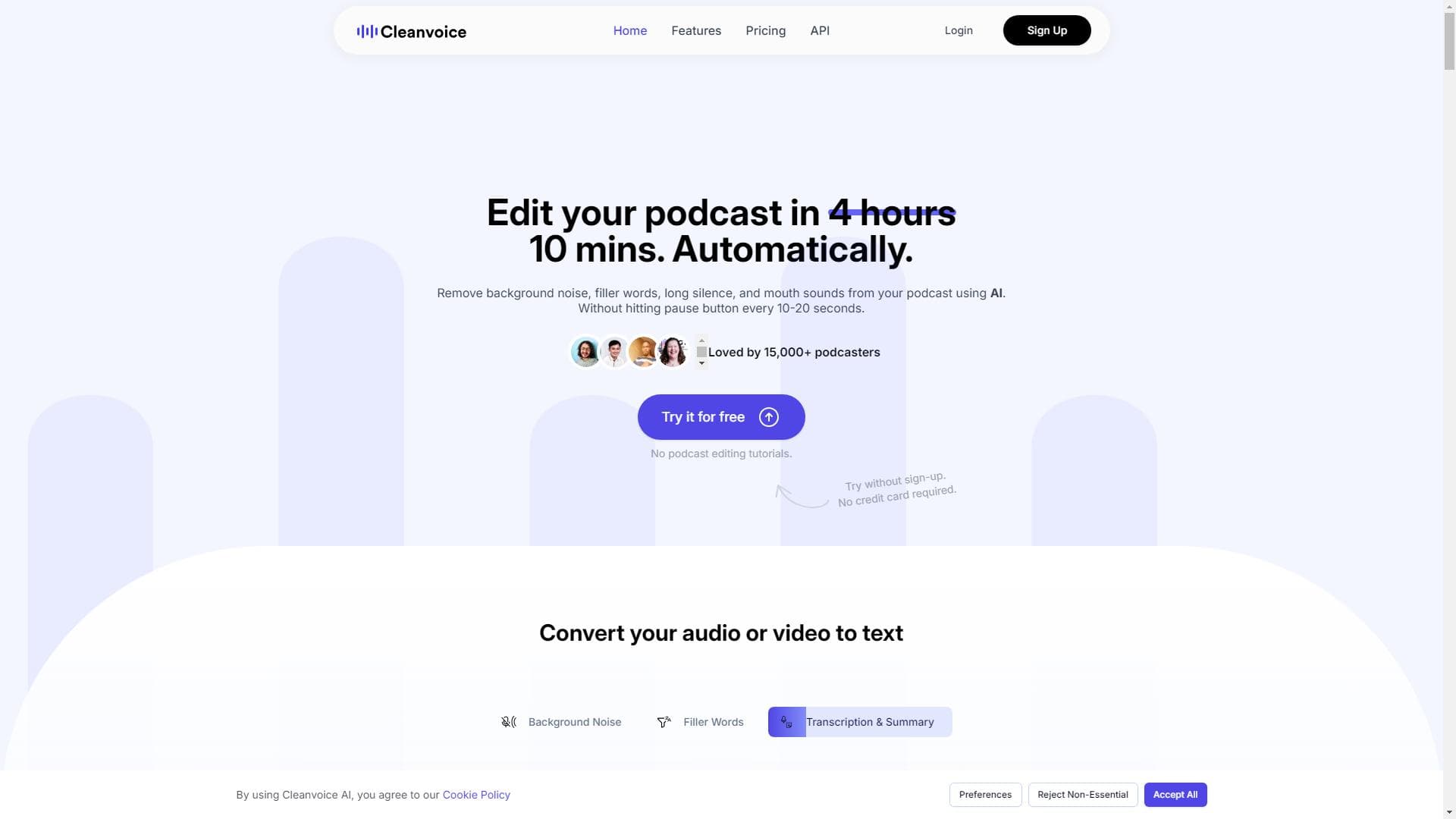 Cleanvoice AI | 自动音频编辑工具，精确去除背景噪声与口腔声音