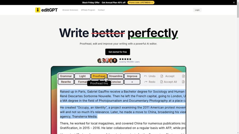 editGPT - editGPT 是一款利用 ChatGPT 的 AI 工具，允许用户通过 ChatGPT 扩展来校对、编辑并跟踪文本内容的变化。