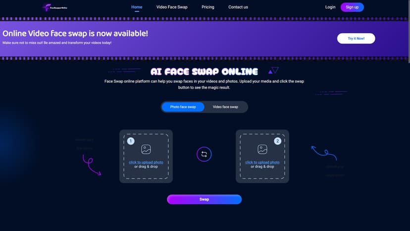 Face Swapper Online - Face Swapper Online是使用人工智能技术进行视频和照片面部交换的在线平台。提供高质量、逼真的面部交换体验。