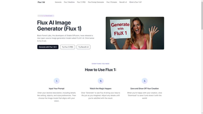Flux 1 AI - Flux 1 AI：免费AI图片生成工具。