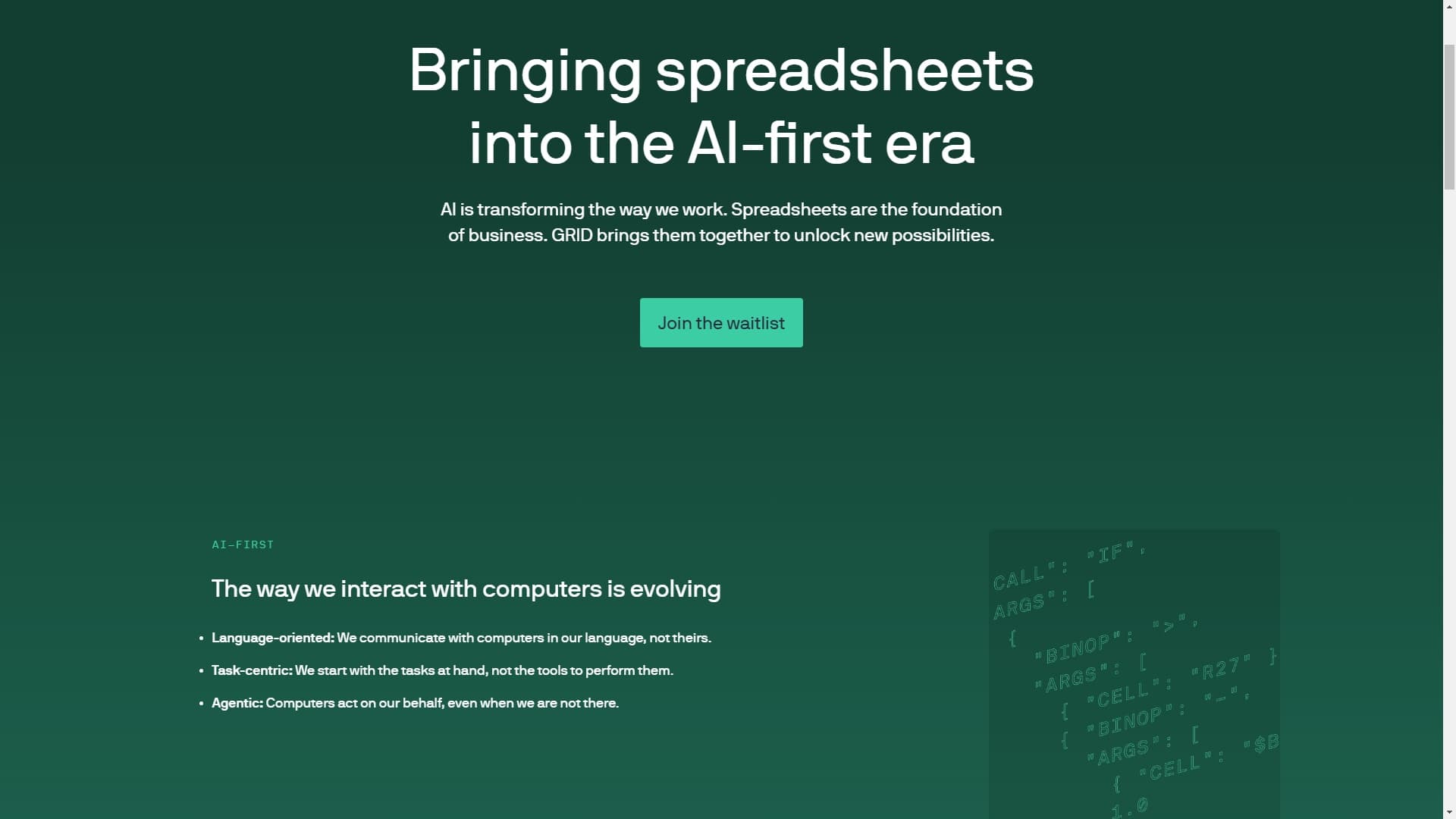 GRID — Spreadsheets run the world.