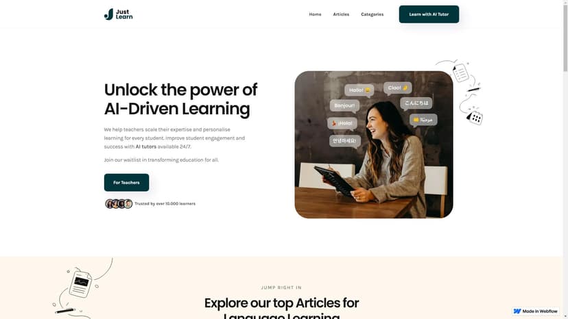 Just Learn - Just Learn是一款全球化学习平台，提供深入的语言文章和沉浸式学习体验，让用户轻松掌握多种语言。