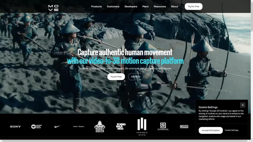 Move AI - Move AI是一款革命性的运动捕捉工具，无需使用传统的标记物或多个摄像头即可获取高质量的三维动作数据。其独特的算法和人工智能技术使得用户可以轻松地在虚拟世界、机器人系统和智能相机等领域中实现精准的运动模拟。