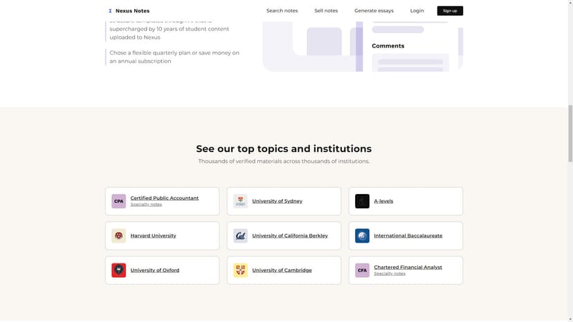 nexusnotes.com - "Nexus Notes：获取免费资料，AI助力学习"