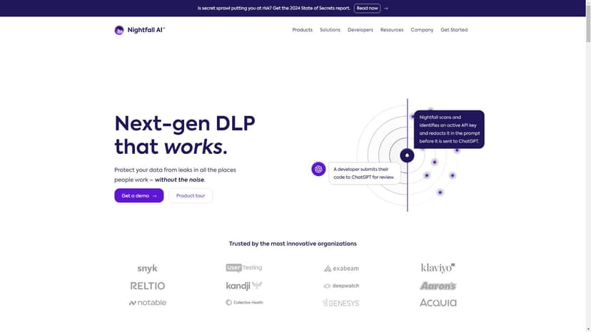 Nightfall AI for Zendesk - AI保护数据安全，跨Gen AI应用程序、SaaS、电子邮件和设备，数据丢失防护专为AI时代。