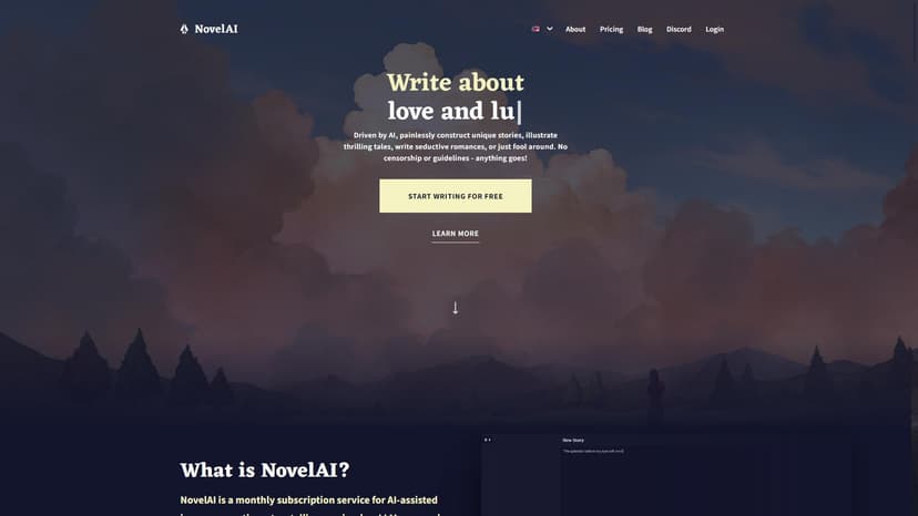 NovelAI - NovelAI：顶尖AI动漫艺术生成器与故事创作工具。释放创造力，无限制生成动漫图像与史诗故事。