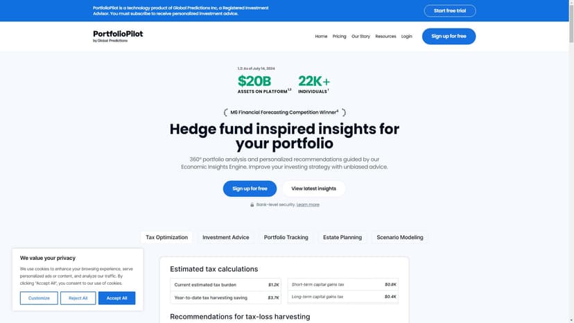 PortfolioPilot - 通过人工智能提供的洞察力、税务优化、投资组合跟踪等功能， PortfolioPilot 帮助您做出更聪明、基于数据的投资决策。