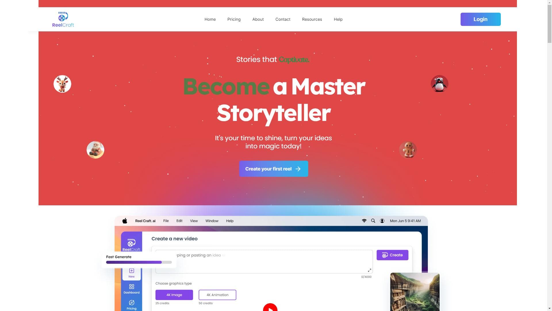 ReelCraft- Turn your thoughts into animated stories.
