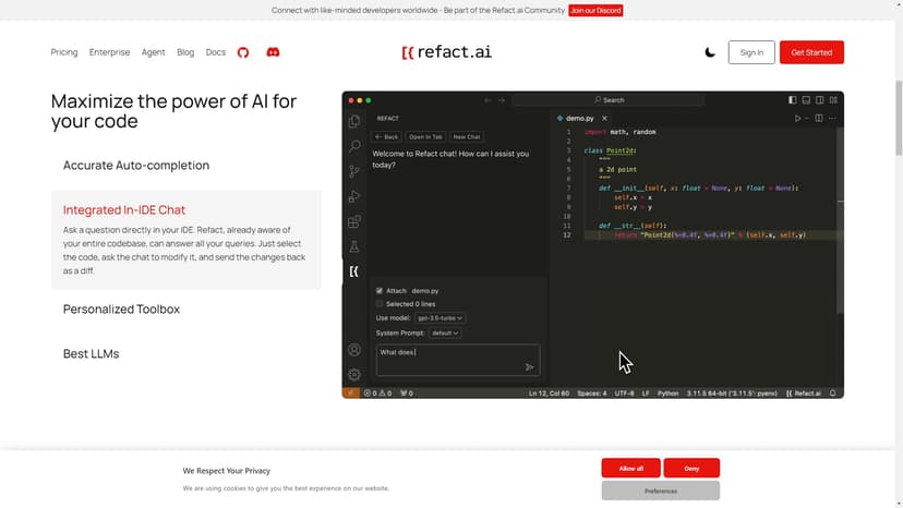 Refact.ai - Refact.ai 是一个基于您的数据构建的 AI 编码助手。通过上下文感知的 IDE 聊天和最先进的 LLMs，您可以减少编写代码的时间，提高创造力，并保持代码安全。