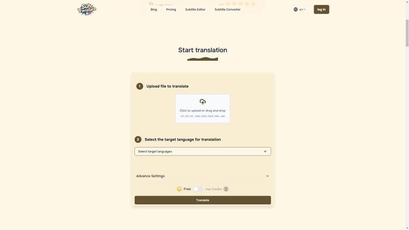 Subtitle Translator AI - Subtitle Translator AI是一款基于AI技术的专业字幕翻译工具，支持多种文件格式（如SRT、VTT、MP3、WAV和MP4）并提供高准确率的多语言字幕翻译服务。免费在线使用。