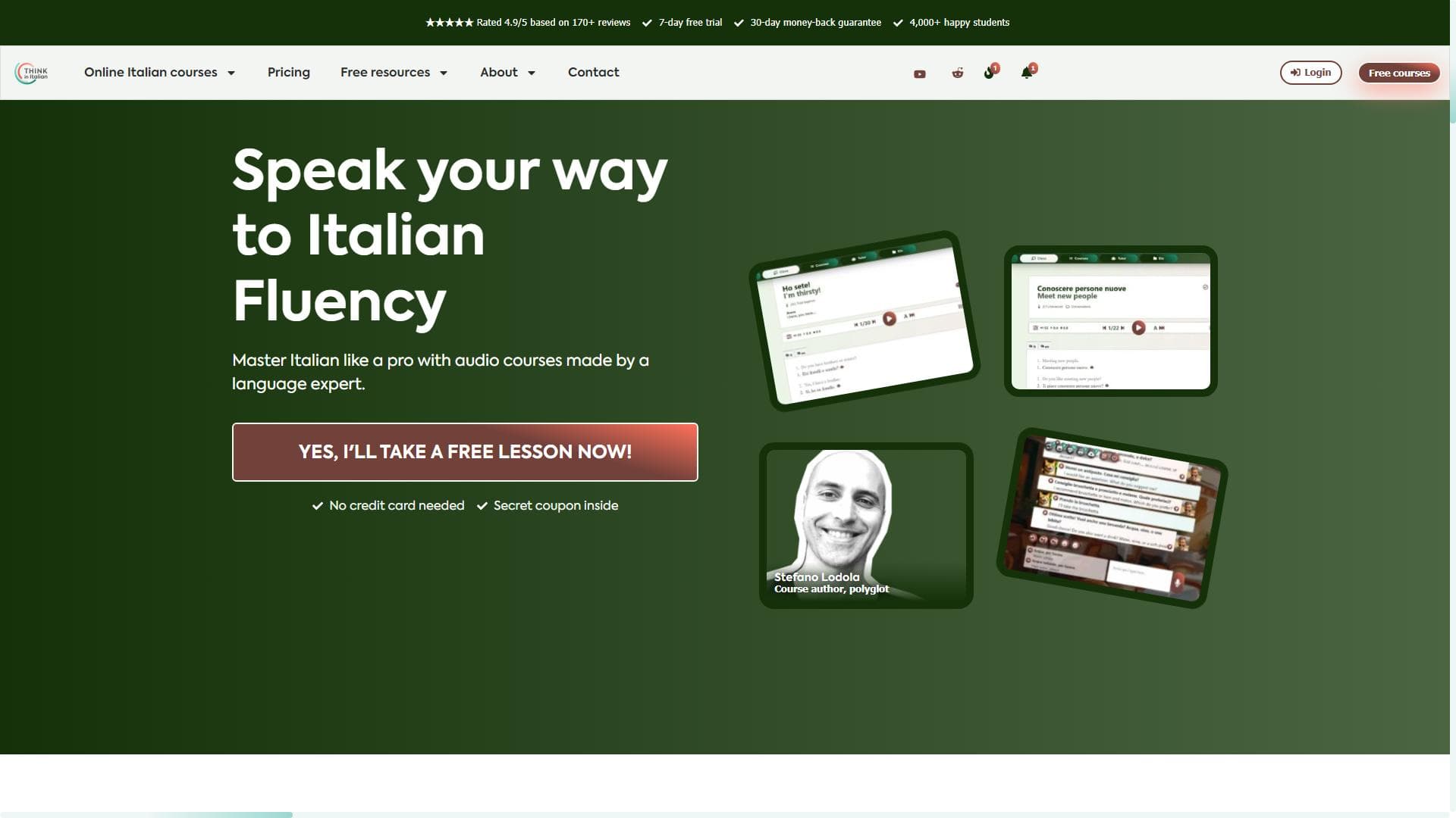 Learn Italian online with audio courses to think in Italian