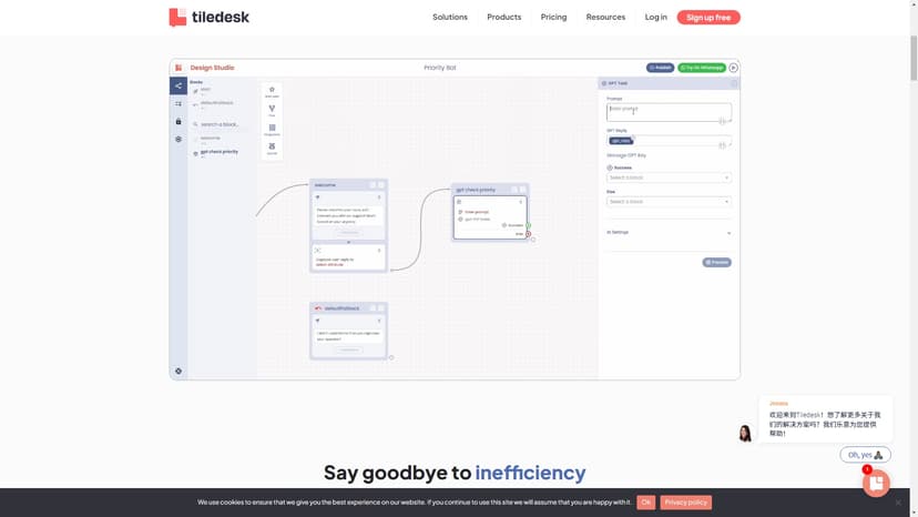 Tiledesk - Tiledesk是一款旨在提高效率的AI工具，可以用于多个行业。它提供了定制化解决方案，帮助您通过自定义AI代理来实现业务流程的自动化。