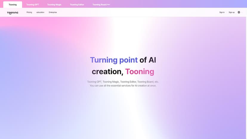 Tooning - Tooning 是一款旨在改变 webtoon 内容创作方式的工具，提供多种功能和特性来满足不同用户需求。