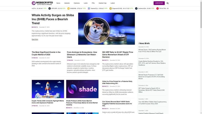 WebsCrypto - WebsCrypto提供最新的加密货币新闻和对比特币、以太坊、NFT、元宇宙等加密资产的评论。