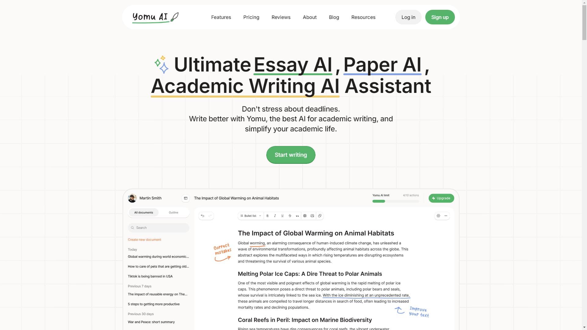 Yomu AI | 写论文和文章的最佳人工智能工具。