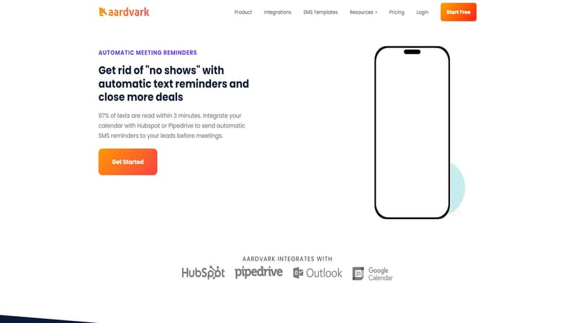 Aardvark - 通过自动短信提醒减少会议缺席，集成多种日历和CRM工具。
