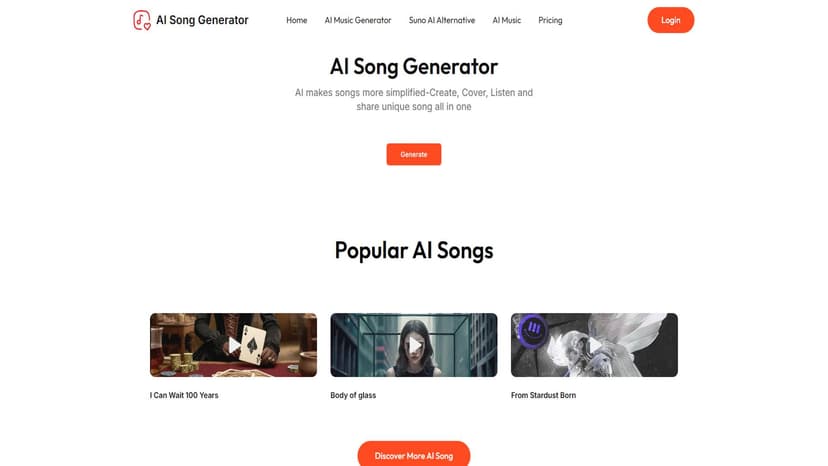 AI Song Generator - AI Song Generator 是一款免费的音乐创作工具，用户可轻松创作、翻唱、聆听并分享独特歌曲。