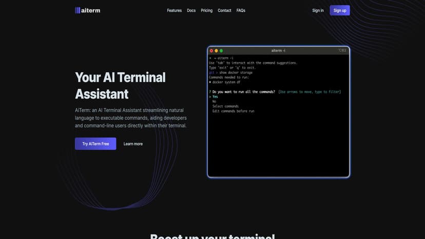 AiTerm - AiTerm是一款AI终端助手，将自然语言转换为可执行命令，提升终端使用体验。
