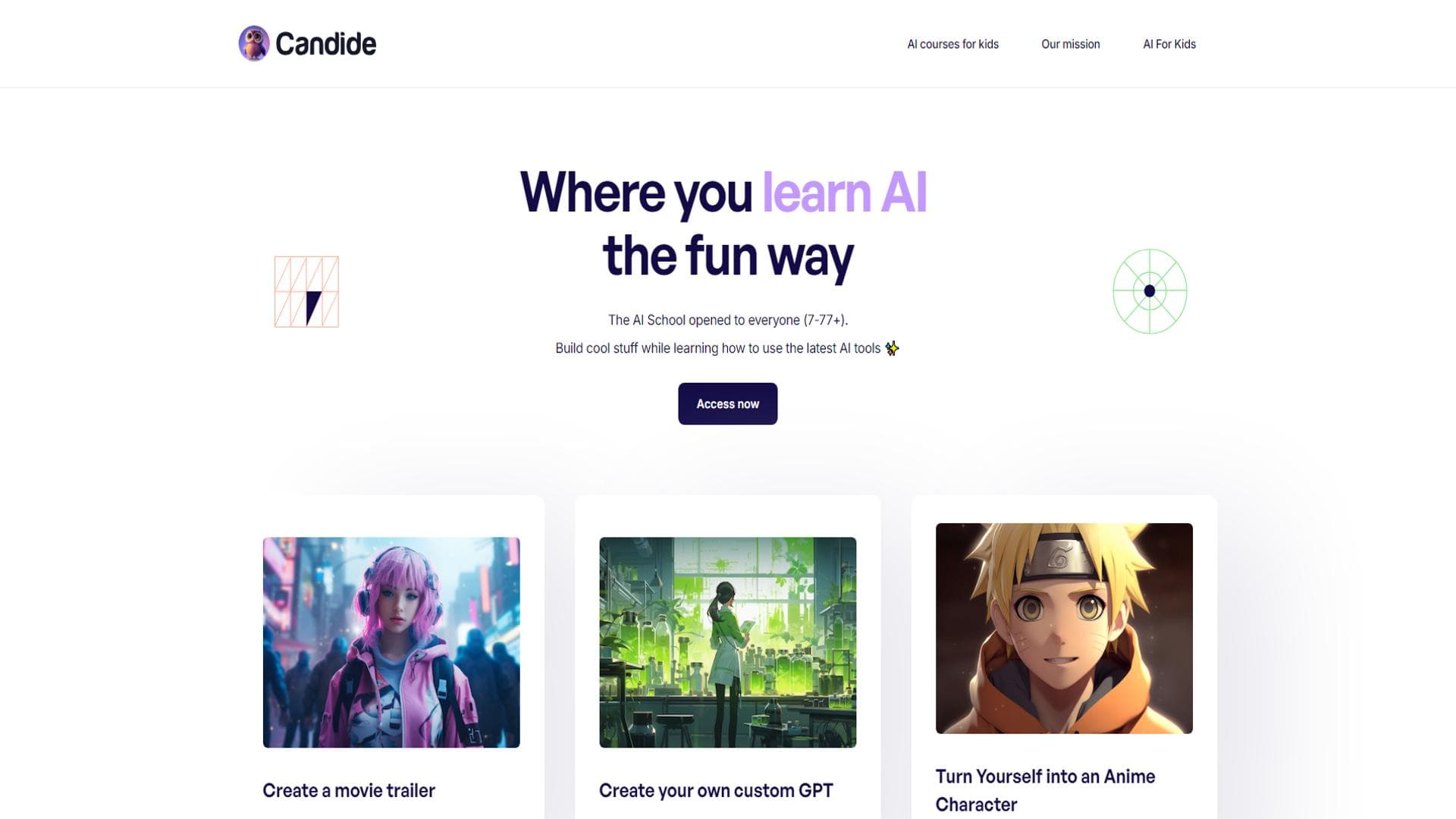Where your kids learn AI the fun way - Candideai.com