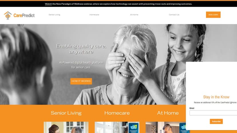 carepredict.com - "提供高质量老年护理，无论老人选择在哪儿生活"。