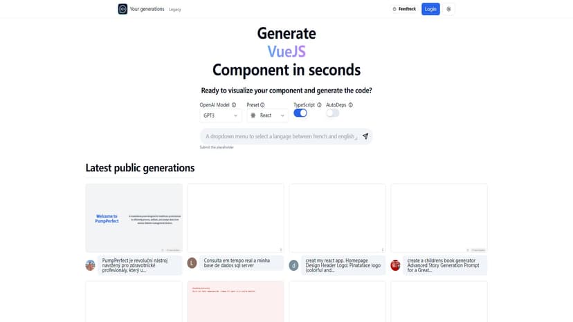 Chat2Code - Chat2Code是一款AI驱动的交互式编程工具，可实时生成、执行和更新React组件，简化编程流程。