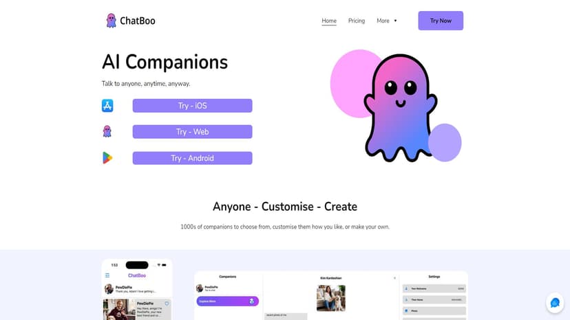 ChatBoo - ChatBoo提供超越普通AI聊天机器人的AI伴侣，支持语音通话、图片分享和长期记忆。