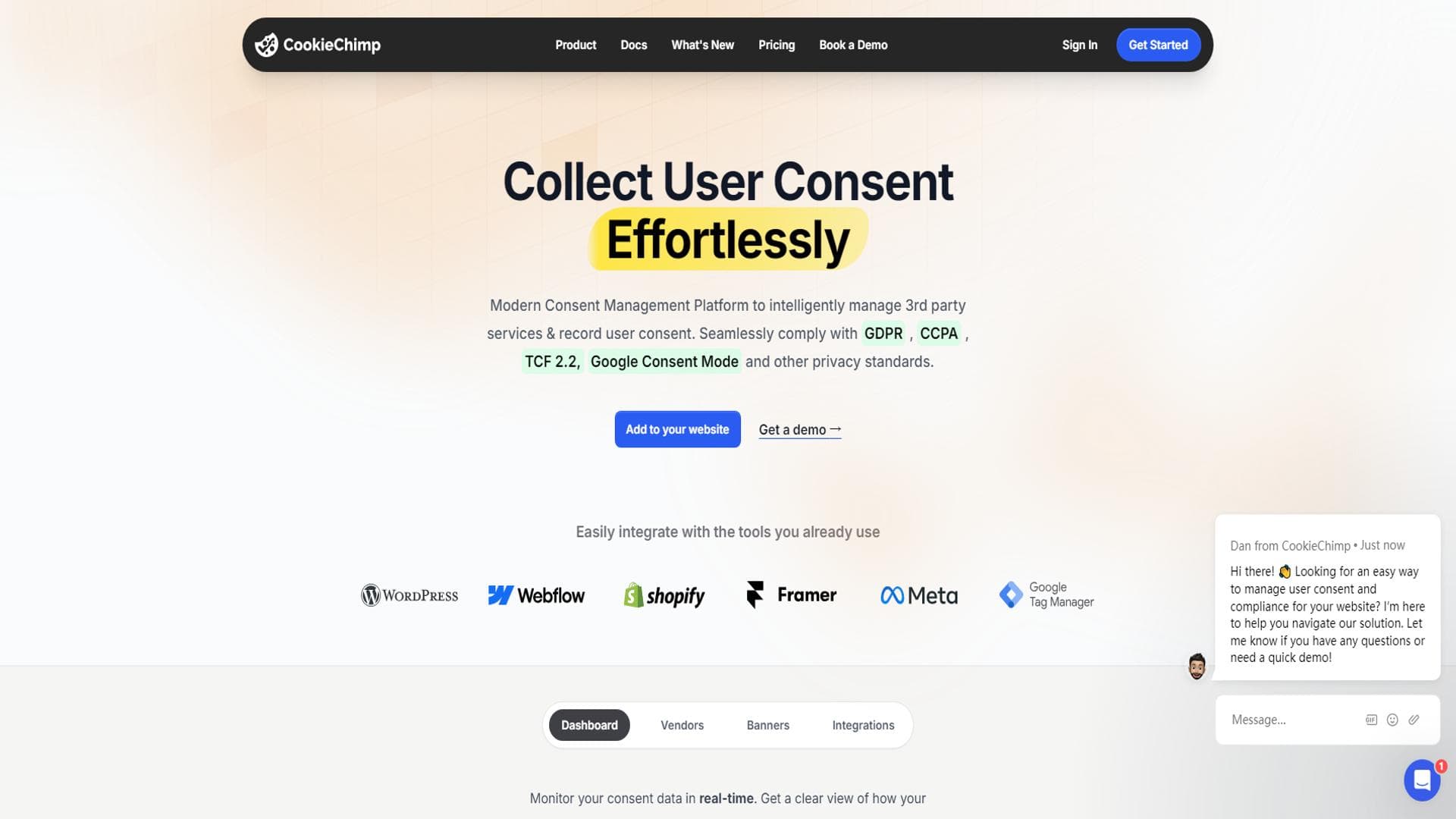 AI驱动的现代同意管理平台，确保GDPR、CCPA、TCF 2.2等合规性
