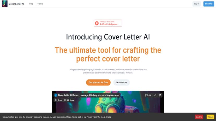 Cover Letter AI - Cover Letter AI是制作完美求职信的终极工具。