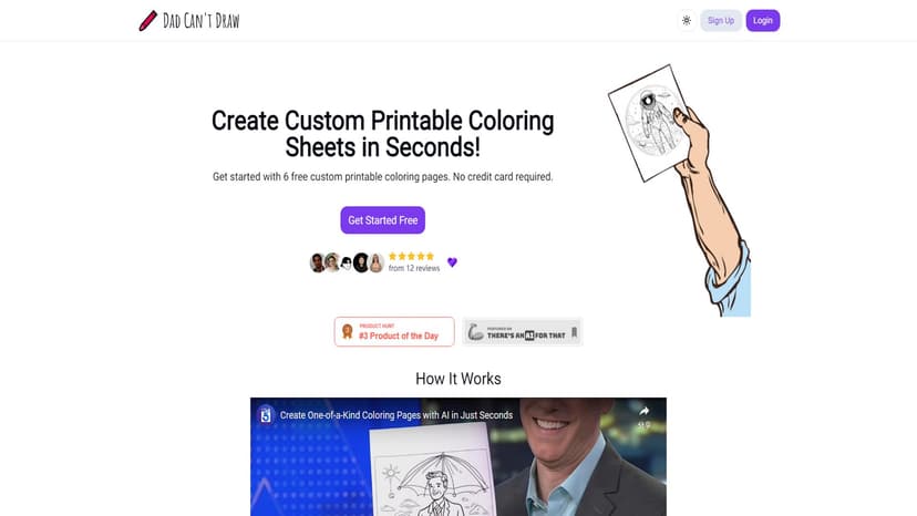 Dad Can't Draw - Dad Can't Draw 是一个快速生成自定义可打印涂色纸的AI工具。