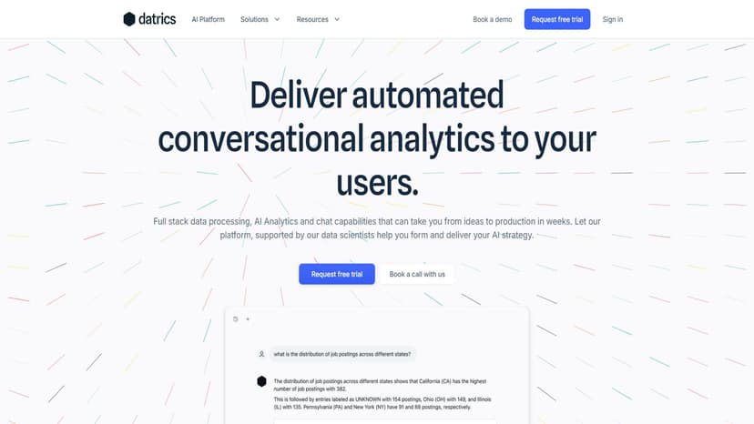 Datrics AI Analyst Builder - 自动生成智能数据分析，并支持对话式交互。