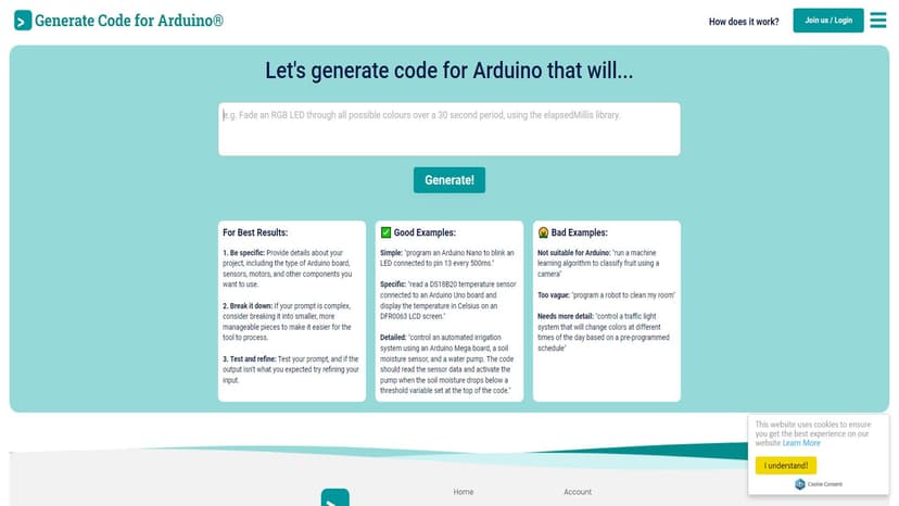 Code Generator for Arduino - 使用一个单击即可为任何Arduino兼容板生成代码。让AI来做繁琐工作，让您可以更多时间去发明!