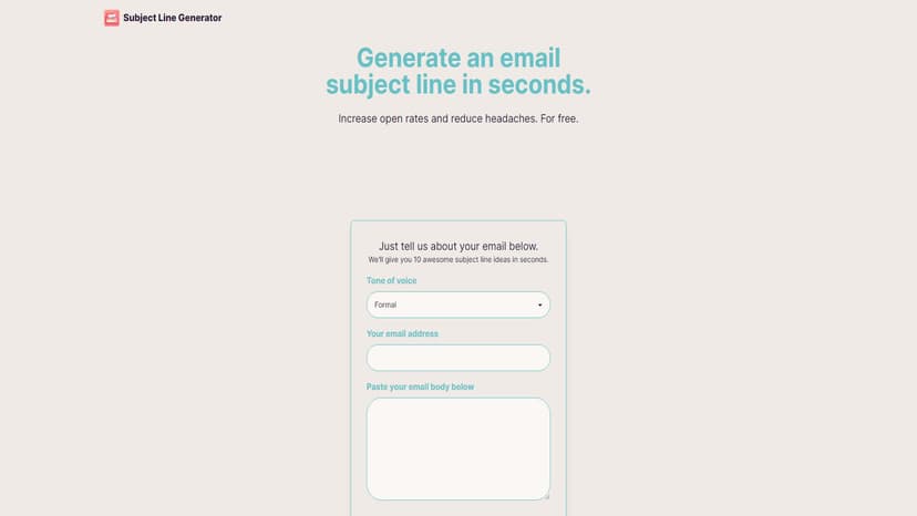 Subject Line Generator - 几秒钟内生成电子邮件主题行，提高打开率。