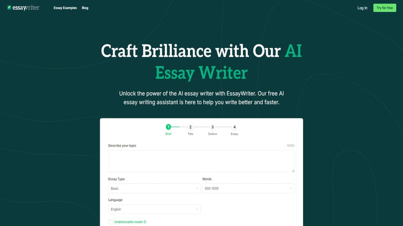 EssayWriter - EssayWriter是一款免费的AI写作助手，旨在帮助用户更快更好地完成论文写作。