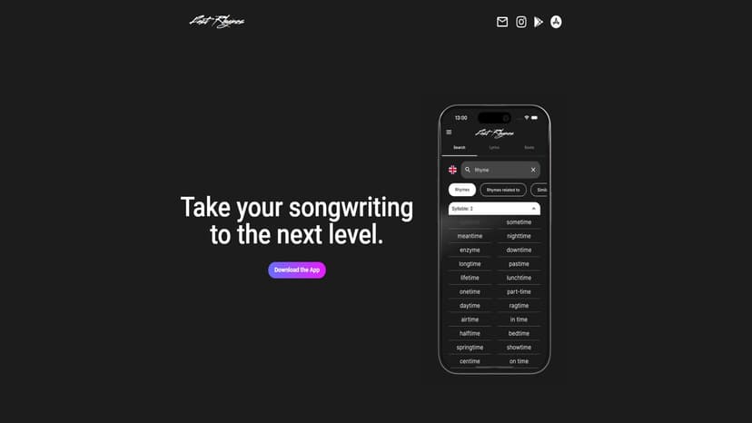 Fast Rhymes - Fast Rhymes 是一款帮助歌曲创作者提升创作水平的工具。