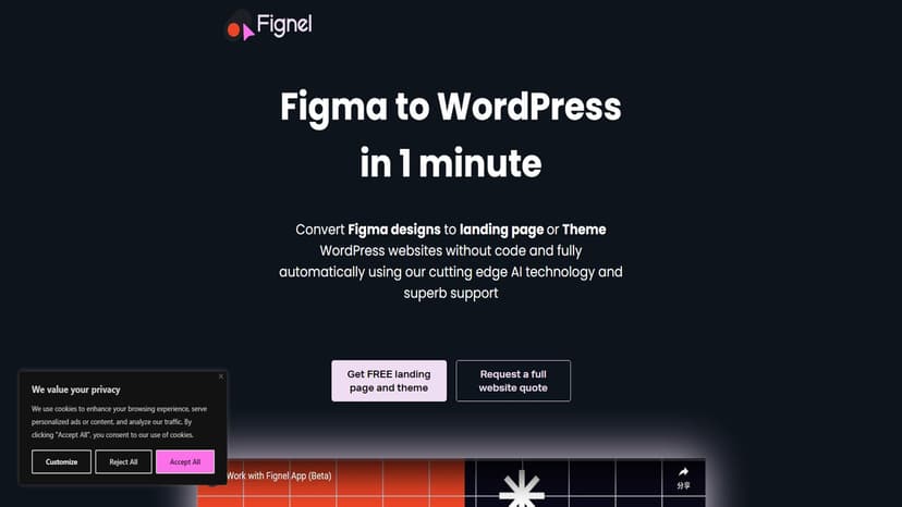 FIGNEL - 将Figma设计自动转换为WordPress网站，无需编码，0等待，AI技术支持。