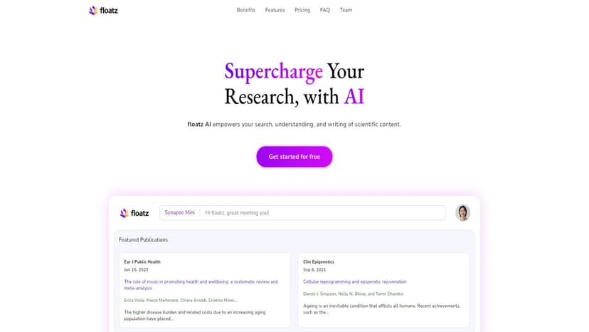 floatz - floatz 是一个基于人工智能的科学论文搜索、分析和摘要工具。适用于学生、研究人员和专业人士。试用免费。