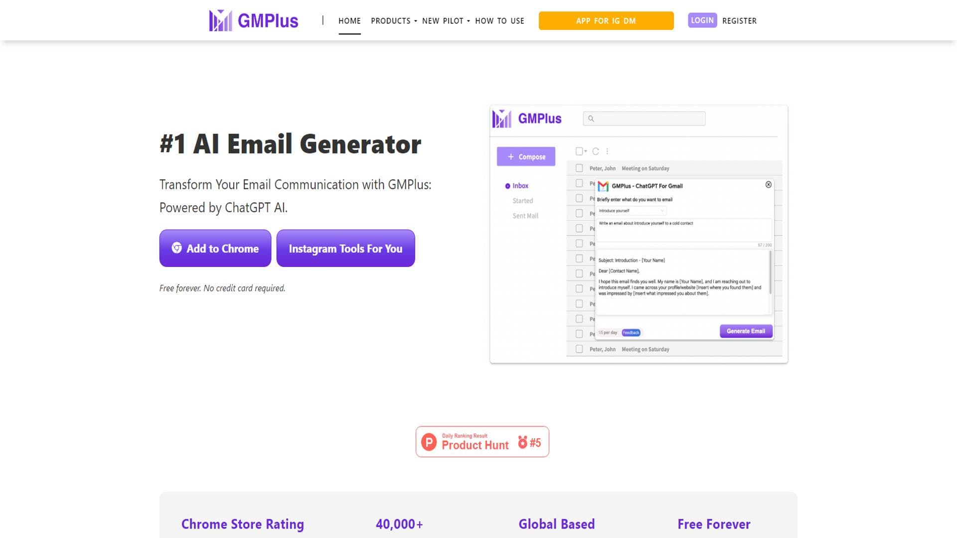 GMPlus - 领先的基于ChatGPT的AI电子邮件生成器