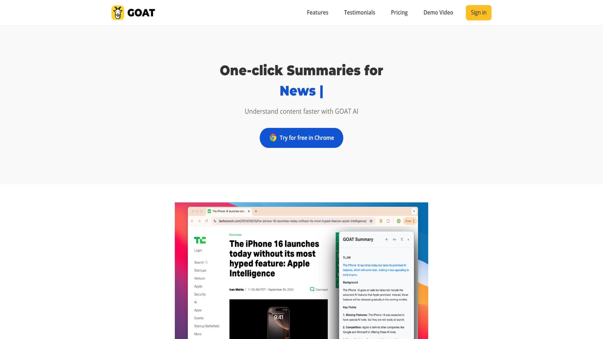 GOAT AI Summarizer