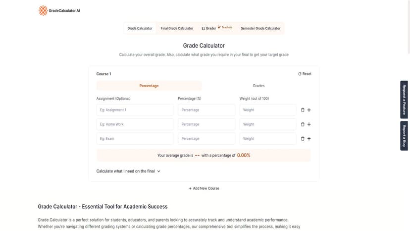 Grade Calculator - Grade Calculator是一款适合学生和教育工作者的成绩百分比和平均分计算工具。