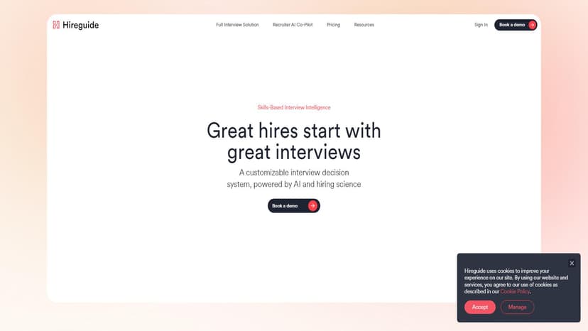Hireguide - Hireguide的基于技能的面试智能平台帮助您和您的团队通过面试指南、AI笔记和培训工具招聘合适的人才。