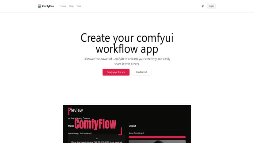 ComfyFlow - ComfyFlow让你轻松创建ComfyUI工作流应用，并与朋友分享。