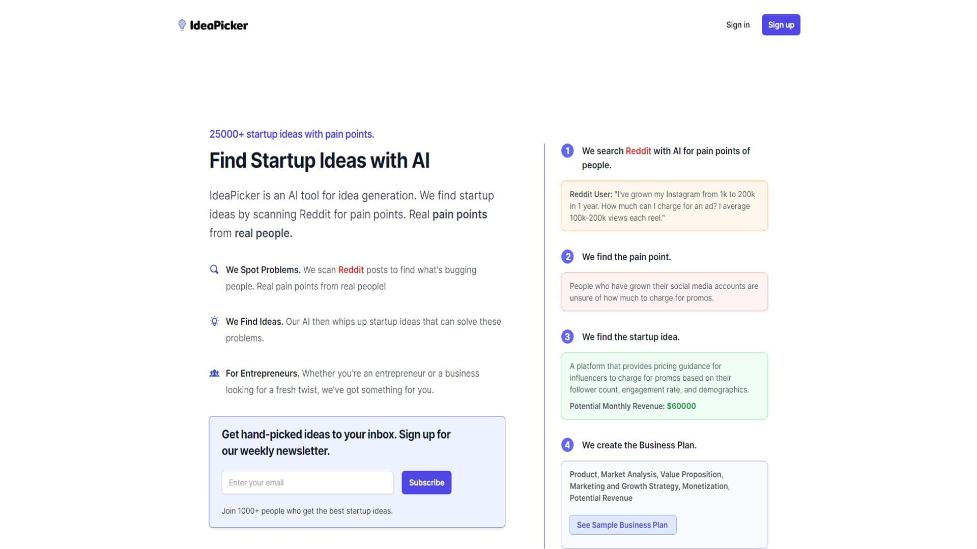 用AI寻找创业点子 | IdeaPicker